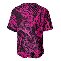 Hawaii Fish Hook Baseball Jersey Hibiscus Hawaii Tribal Tattoo Pink Version - Wonder Print Shop