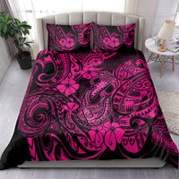 Hawaii Fish Hook Bedding Set Hibiscus Hawaii Tribal Tattoo Pink Version - Wonder Print Shop