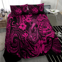 Hawaii Fish Hook Bedding Set Hibiscus Hawaii Tribal Tattoo Pink Version - Wonder Print Shop