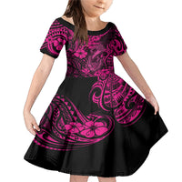 Hawaii Fish Hook Family Matching Mermaid Dress and Hawaiian Shirt Hibiscus Hawaii Tribal Tattoo Pink Version - Wonder Print Shop