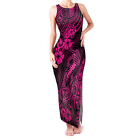 Hawaii Fish Hook Family Matching Tank Maxi Dress and Hawaiian Shirt Hibiscus Hawaii Tribal Tattoo Pink Version - Wonder Print Shop