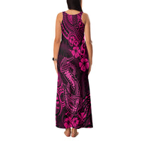 Hawaii Fish Hook Family Matching Tank Maxi Dress and Hawaiian Shirt Hibiscus Hawaii Tribal Tattoo Pink Version - Wonder Print Shop