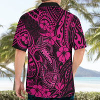 Hawaii Fish Hook Hawaiian Shirt Hibiscus Hawaii Tribal Tattoo Pink Version - Wonder Print Shop
