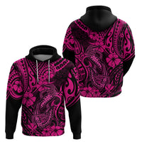 Hawaii Fish Hook Hoodie Hibiscus Hawaii Tribal Tattoo Pink Version - Wonder Print Shop