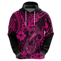 Hawaii Fish Hook Hoodie Hibiscus Hawaii Tribal Tattoo Pink Version - Wonder Print Shop