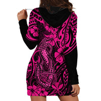 Hawaii Fish Hook Hoodie Dress Hibiscus Hawaii Tribal Tattoo Pink Version - Wonder Print Shop
