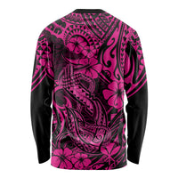 Hawaii Fish Hook Long Sleeve Shirt Hibiscus Hawaii Tribal Tattoo Pink Version - Wonder Print Shop