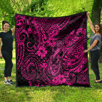 Hawaii Fish Hook Quilt Hibiscus Hawaii Tribal Tattoo Pink Version - Wonder Print Shop