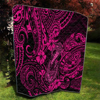 Hawaii Fish Hook Quilt Hibiscus Hawaii Tribal Tattoo Pink Version - Wonder Print Shop