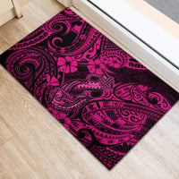 Hawaii Fish Hook Rubber Doormat Hibiscus Hawaii Tribal Tattoo Pink Version - Wonder Print Shop