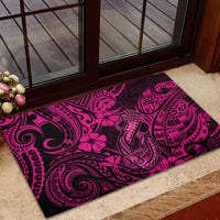 Hawaii Fish Hook Rubber Doormat Hibiscus Hawaii Tribal Tattoo Pink Version - Wonder Print Shop