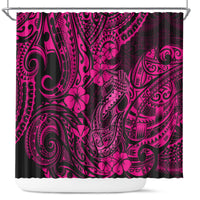 hawaii-fish-hook-shower-curtain-hibiscus-hawaii-tribal-tattoo-pink-version