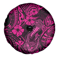 Hawaii Fish Hook Spare Tire Cover Hibiscus Hawaii Tribal Tattoo Pink Version - Wonder Print Shop