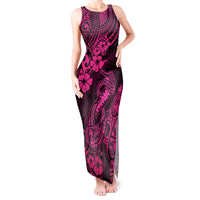 Hawaii Fish Hook Tank Maxi Dress Hibiscus Hawaii Tribal Tattoo Pink Version - Wonder Print Shop