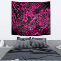Hawaii Fish Hook Tapestry Hibiscus Hawaii Tribal Tattoo Pink Version - Wonder Print Shop