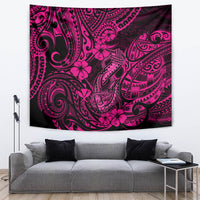 Hawaii Fish Hook Tapestry Hibiscus Hawaii Tribal Tattoo Pink Version - Wonder Print Shop