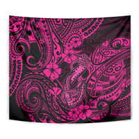 Hawaii Fish Hook Tapestry Hibiscus Hawaii Tribal Tattoo Pink Version - Wonder Print Shop