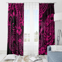 Hawaii Fish Hook Window Curtain Hibiscus Hawaii Tribal Tattoo Pink Version - Wonder Print Shop