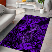 Hawaii Fish Hook Area Rug Hibiscus Hawaii Tribal Tattoo Purple Version - Wonder Print Shop