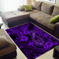 Hawaii Fish Hook Area Rug Hibiscus Hawaii Tribal Tattoo Purple Version - Wonder Print Shop