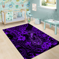 Hawaii Fish Hook Area Rug Hibiscus Hawaii Tribal Tattoo Purple Version - Wonder Print Shop