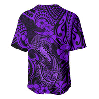 Hawaii Fish Hook Baseball Jersey Hibiscus Hawaii Tribal Tattoo Purple Version - Wonder Print Shop