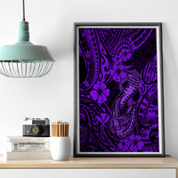 Hawaii Fish Hook Canvas Wall Art Hibiscus Hawaii Tribal Tattoo Purple Version - Wonder Print Shop