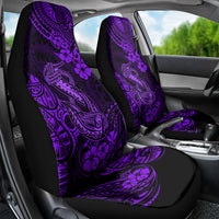 Hawaii Fish Hook Car Seat Cover Hibiscus Hawaii Tribal Tattoo Purple Version - Wonder Print Shop