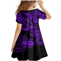 Hawaii Fish Hook Family Matching Mermaid Dress and Hawaiian Shirt Hibiscus Hawaii Tribal Tattoo Purple Version - Wonder Print Shop