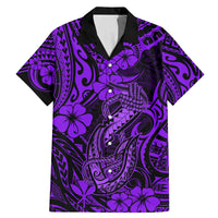 Hawaii Fish Hook Family Matching Mermaid Dress and Hawaiian Shirt Hibiscus Hawaii Tribal Tattoo Purple Version - Wonder Print Shop