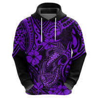 Hawaii Fish Hook Hoodie Hibiscus Hawaii Tribal Tattoo Purple Version - Wonder Print Shop