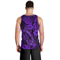 Hawaii Fish Hook Men Tank Top Hibiscus Hawaii Tribal Tattoo Purple Version - Wonder Print Shop