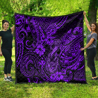 Hawaii Fish Hook Quilt Hibiscus Hawaii Tribal Tattoo Purple Version - Wonder Print Shop