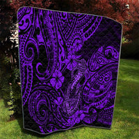 Hawaii Fish Hook Quilt Hibiscus Hawaii Tribal Tattoo Purple Version - Wonder Print Shop