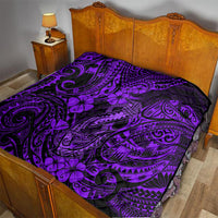 Hawaii Fish Hook Quilt Hibiscus Hawaii Tribal Tattoo Purple Version - Wonder Print Shop