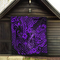 Hawaii Fish Hook Quilt Hibiscus Hawaii Tribal Tattoo Purple Version - Wonder Print Shop
