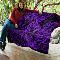 Hawaii Fish Hook Quilt Hibiscus Hawaii Tribal Tattoo Purple Version - Wonder Print Shop