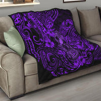 Hawaii Fish Hook Quilt Hibiscus Hawaii Tribal Tattoo Purple Version - Wonder Print Shop