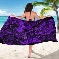 Hawaii Fish Hook Sarong Hibiscus Hawaii Tribal Tattoo Purple Version - Wonder Print Shop