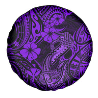 Hawaii Fish Hook Spare Tire Cover Hibiscus Hawaii Tribal Tattoo Purple Version - Wonder Print Shop