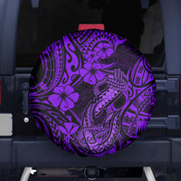 Hawaii Fish Hook Spare Tire Cover Hibiscus Hawaii Tribal Tattoo Purple Version - Wonder Print Shop