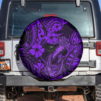 Hawaii Fish Hook Spare Tire Cover Hibiscus Hawaii Tribal Tattoo Purple Version - Wonder Print Shop