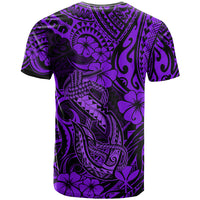 Hawaii Fish Hook T Shirt Hibiscus Hawaii Tribal Tattoo Purple Version - Wonder Print Shop