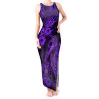 Hawaii Fish Hook Tank Maxi Dress Hibiscus Hawaii Tribal Tattoo Purple Version - Wonder Print Shop
