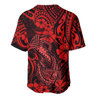 Hawaii Fish Hook Baseball Jersey Hibiscus Hawaii Tribal Tattoo Red Version - Wonder Print Shop