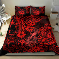 Hawaii Fish Hook Bedding Set Hibiscus Hawaii Tribal Tattoo Red Version - Wonder Print Shop