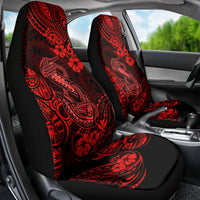 Hawaii Fish Hook Car Seat Cover Hibiscus Hawaii Tribal Tattoo Red Version - Wonder Print Shop