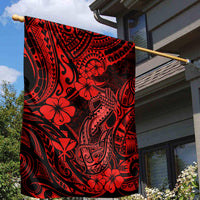 Hawaii Fish Hook Garden Flag Hibiscus Hawaii Tribal Tattoo Red Version - Wonder Print Shop