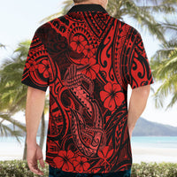 Hawaii Fish Hook Hawaiian Shirt Hibiscus Hawaii Tribal Tattoo Red Version - Wonder Print Shop