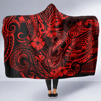 hawaii-fish-hook-hooded-blanket-hibiscus-hawaii-tribal-tattoo-red-version